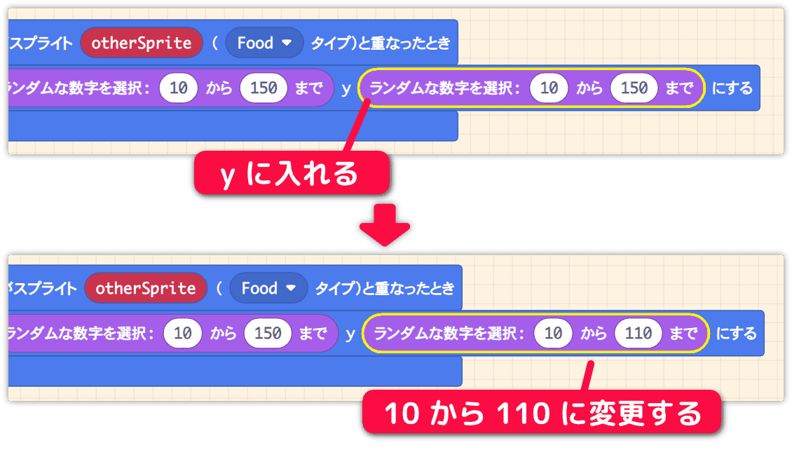 y座標の所にブロックをはめ込む