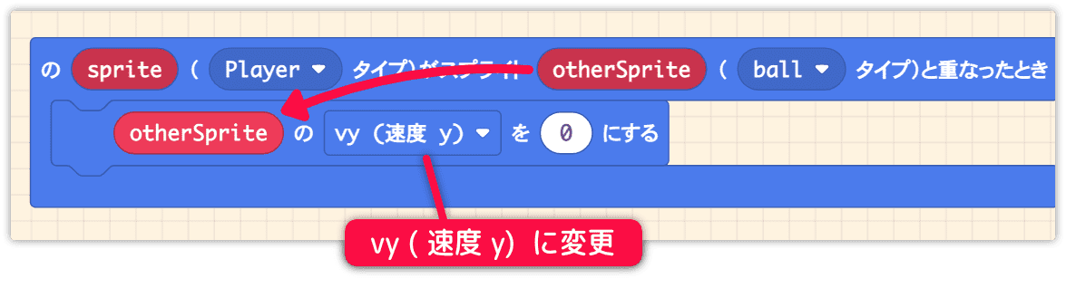 otherSpriteのvyに変更する