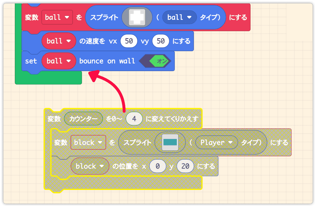 ループ処理を最初だけの中に戻す