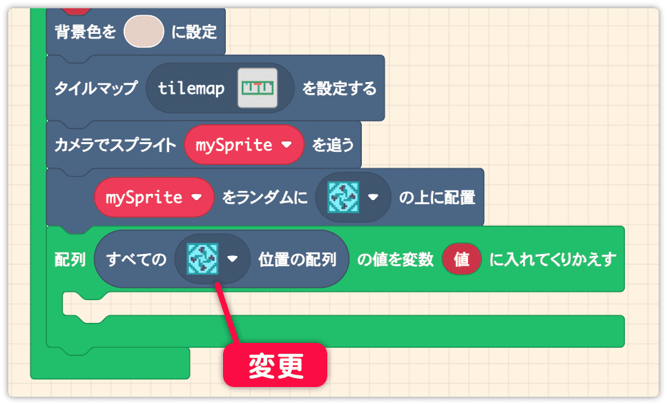 繰り返しの list の所に入れる