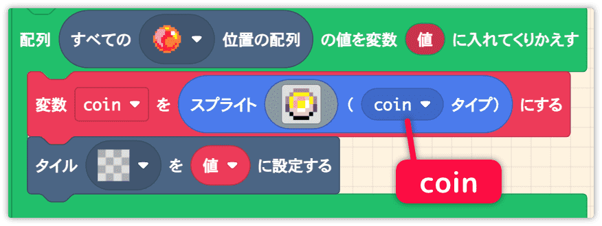 変数名とタイプをcoinにする